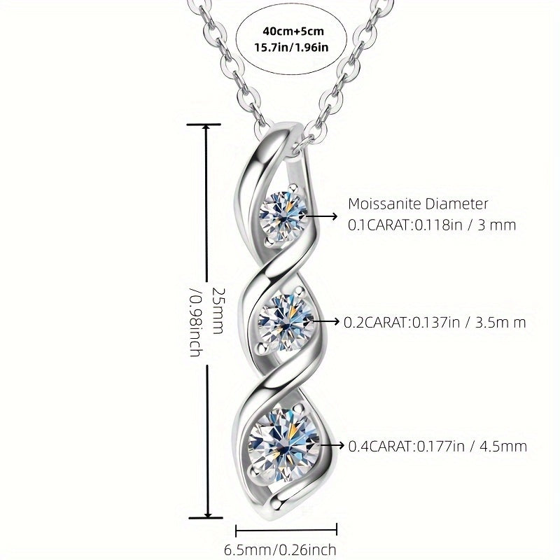 Silver Sparkling Moissanite Pendant Necklace