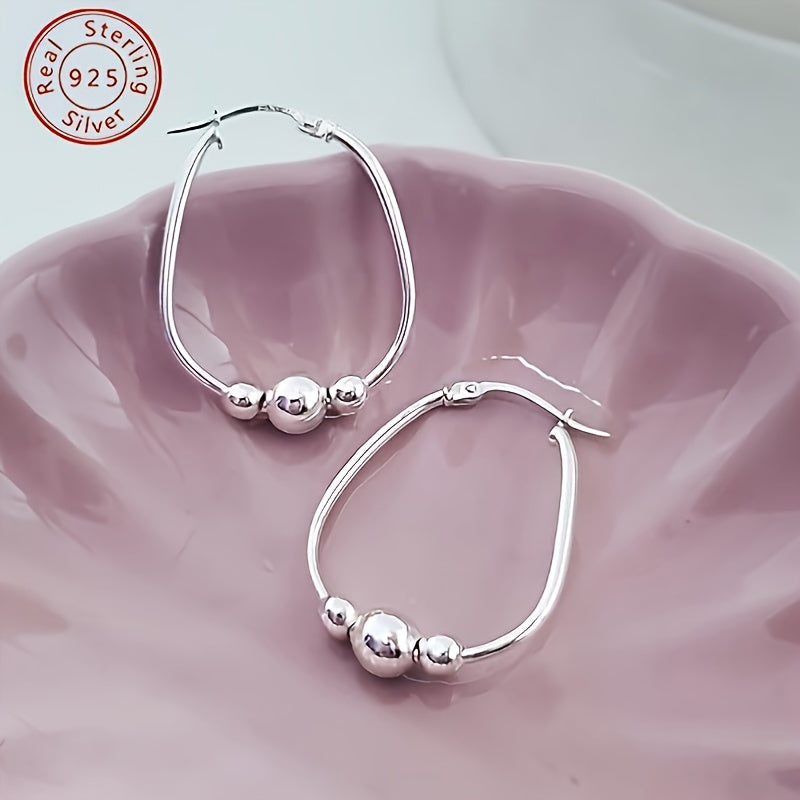 Pure Silver 3-bead Ring Earrings