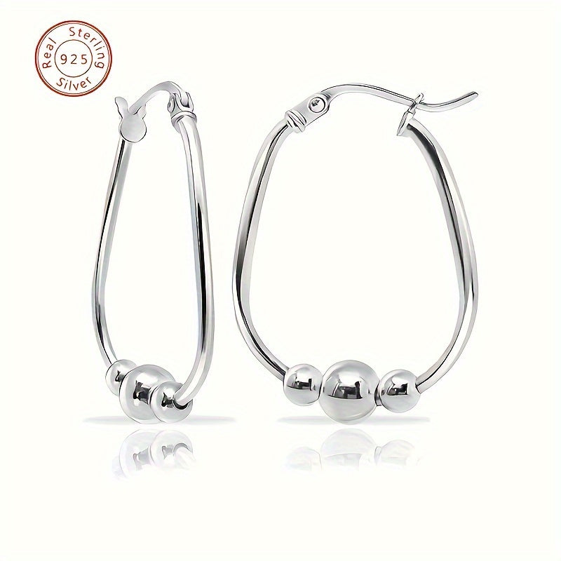 Pure Silver 3-bead Ring Earrings