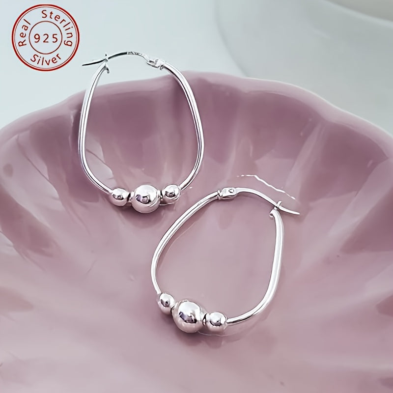 Sterling Silver Beaded Hoop Earrings