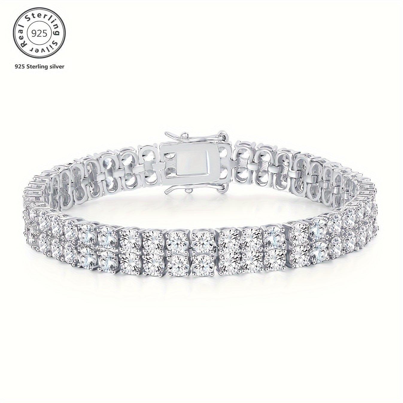 Silver 3MM Double Moissanite Tennis Bracelet