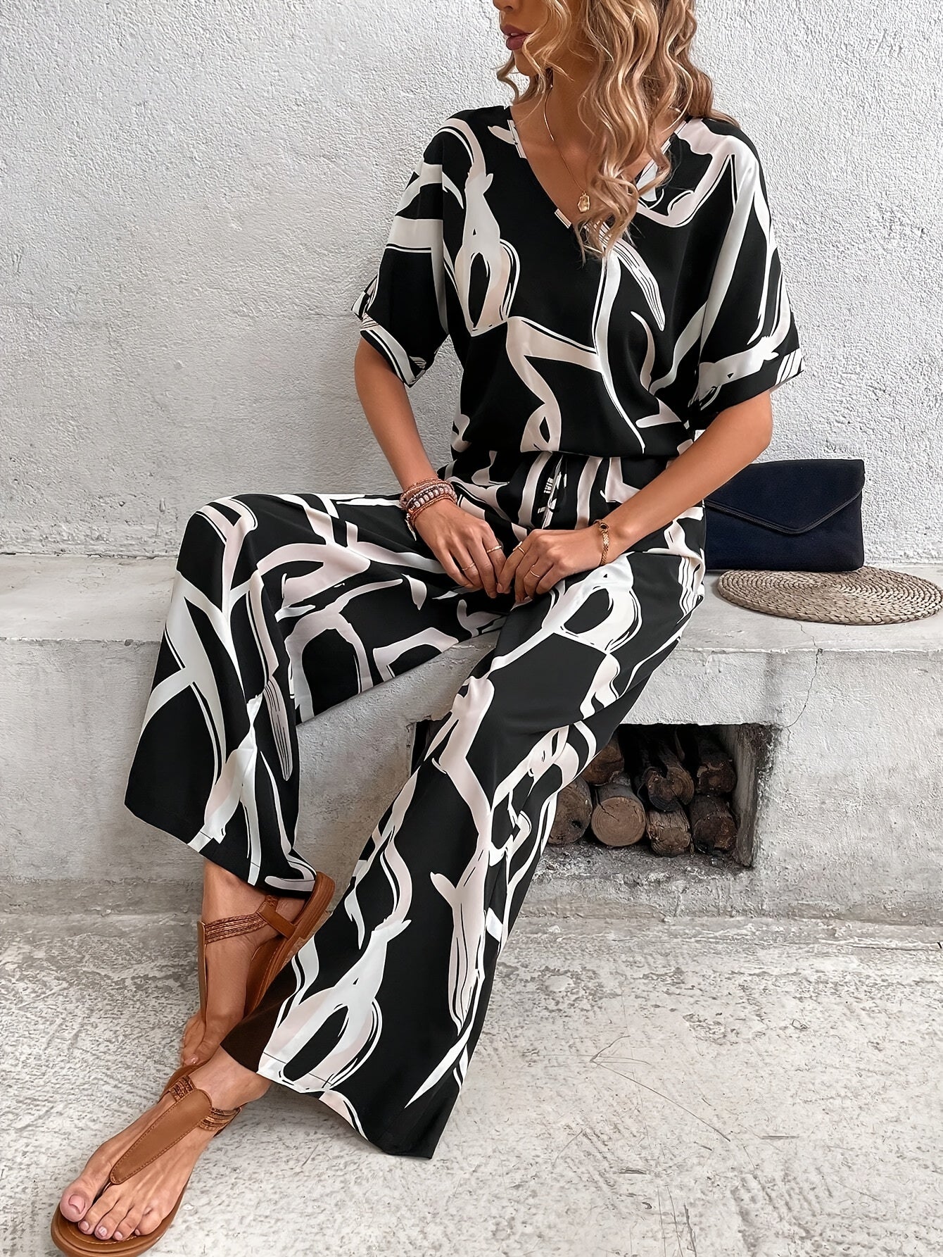 Chic Striped Print Pantsuits