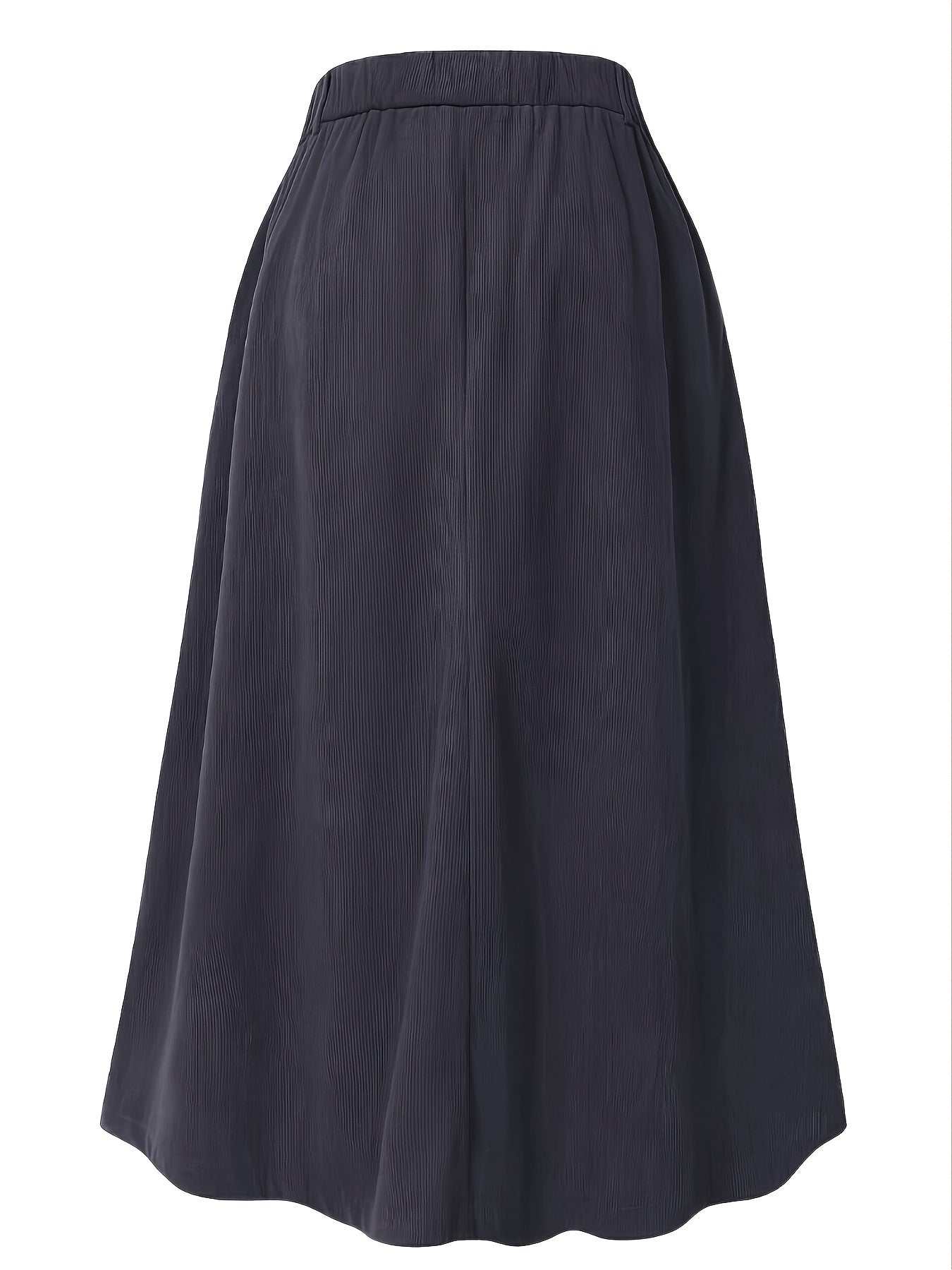 Plus Size Solid Button Front Skirt, Casual Corduroy Skirt