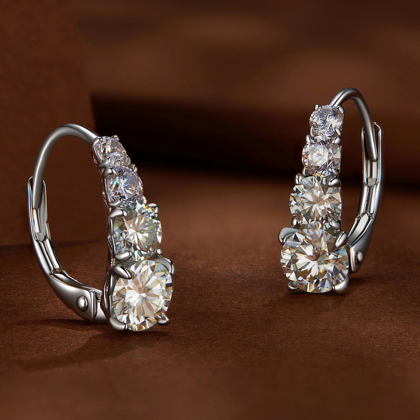 Luxurious Moissanite Hoop Earrings Sterling Silver