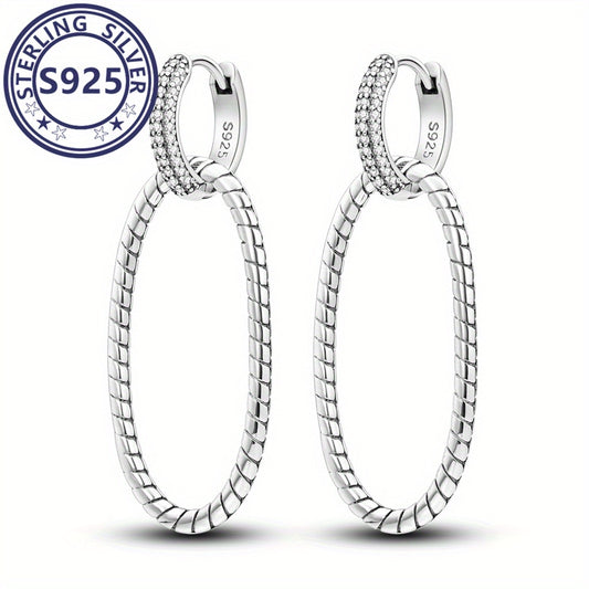 Elegant Sterling Silver Oval Hoop Earrings