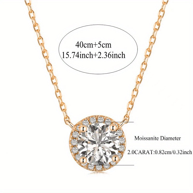 Moissanite 2 Carat Round Bezel Pendant Necklace