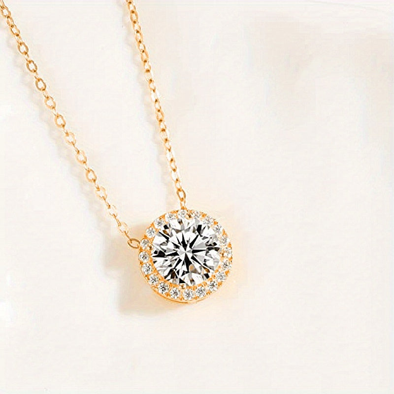 Moissanite 2 Carat Round Bezel Pendant Necklace