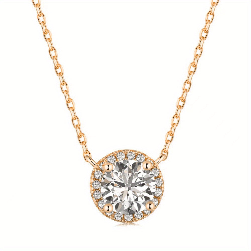 Moissanite 2 Carat Round Bezel Pendant Necklace