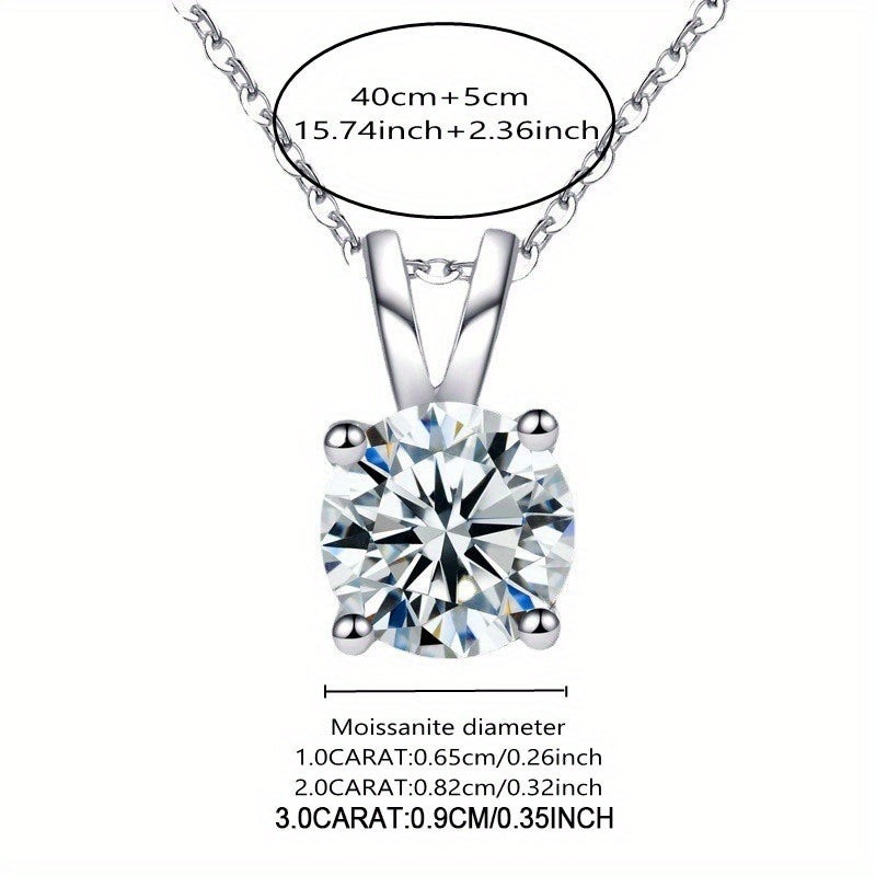 Sterling Silver Moissanite Solitaire Pendant Necklace