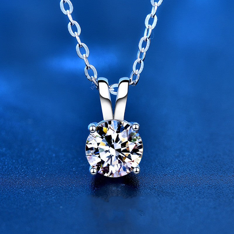 Sterling Silver Moissanite Solitaire Pendant Necklace