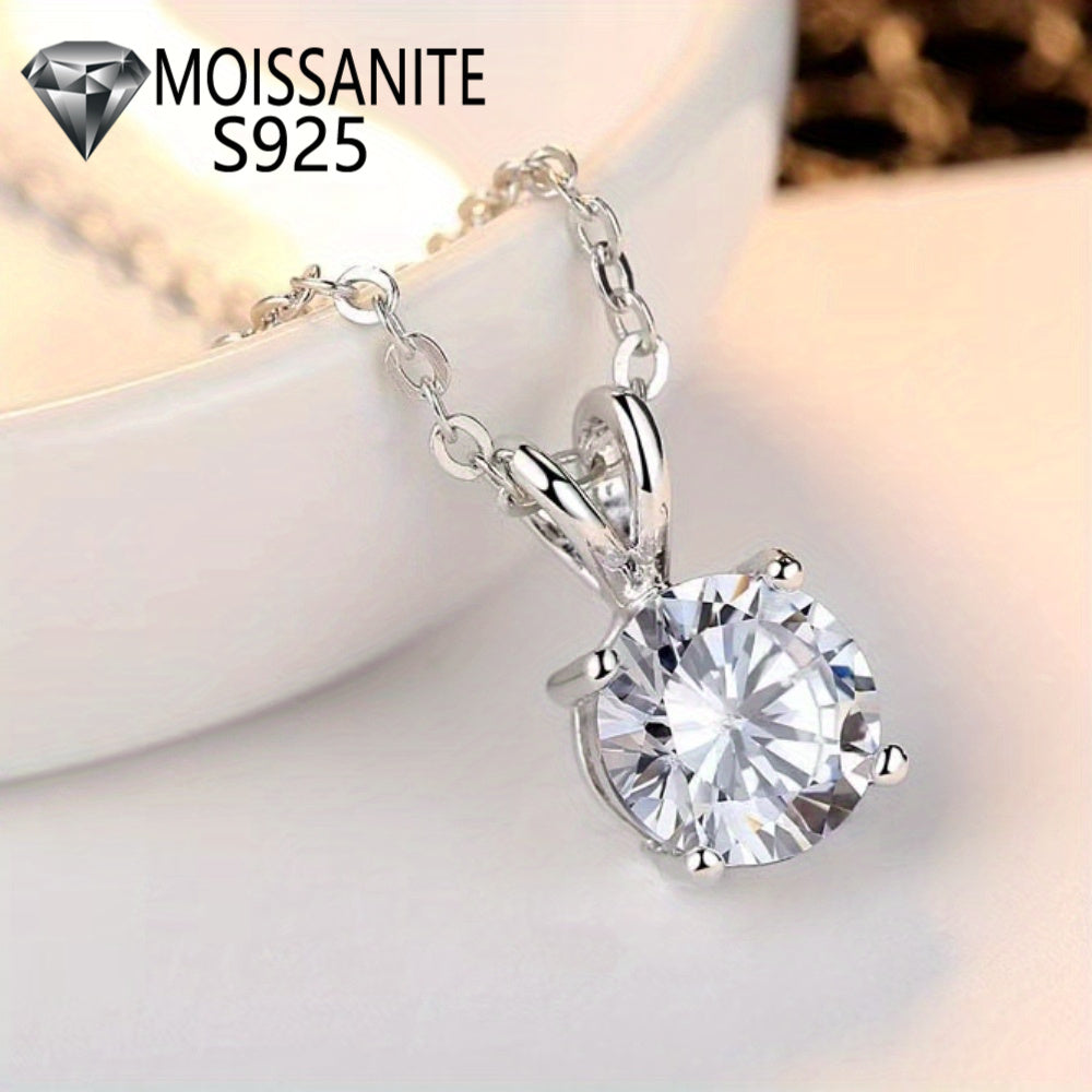 Sterling Silver Moissanite Solitaire Pendant Necklace