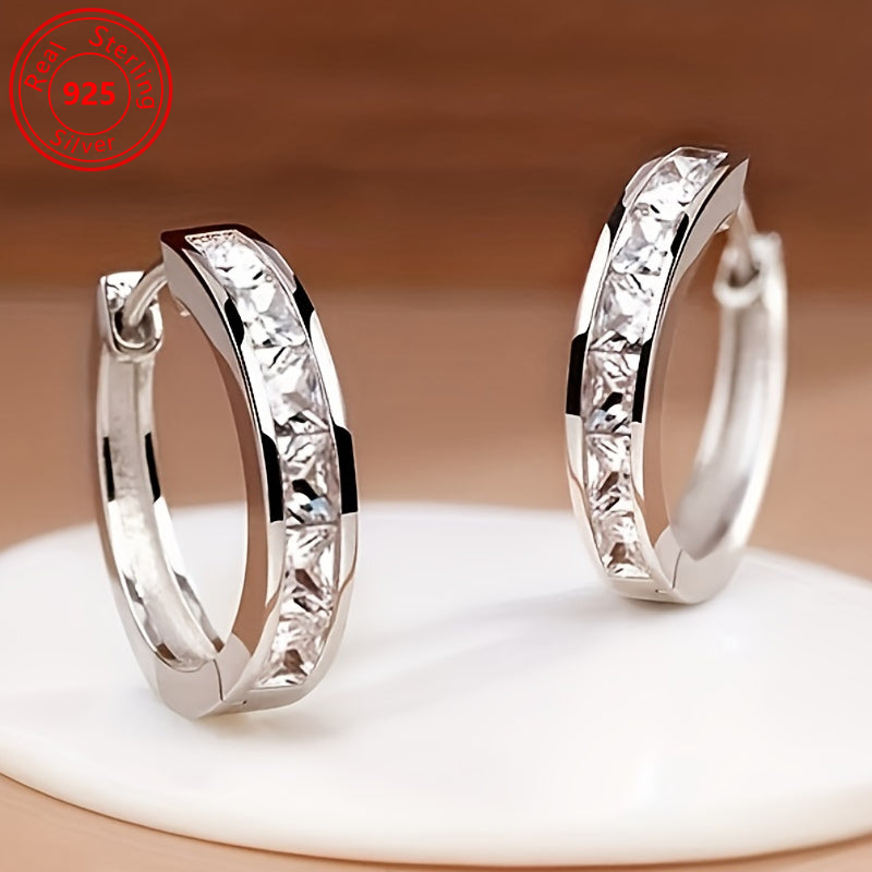 1 Pair Sterling Silver Chic Minimalist Hoop Earrings