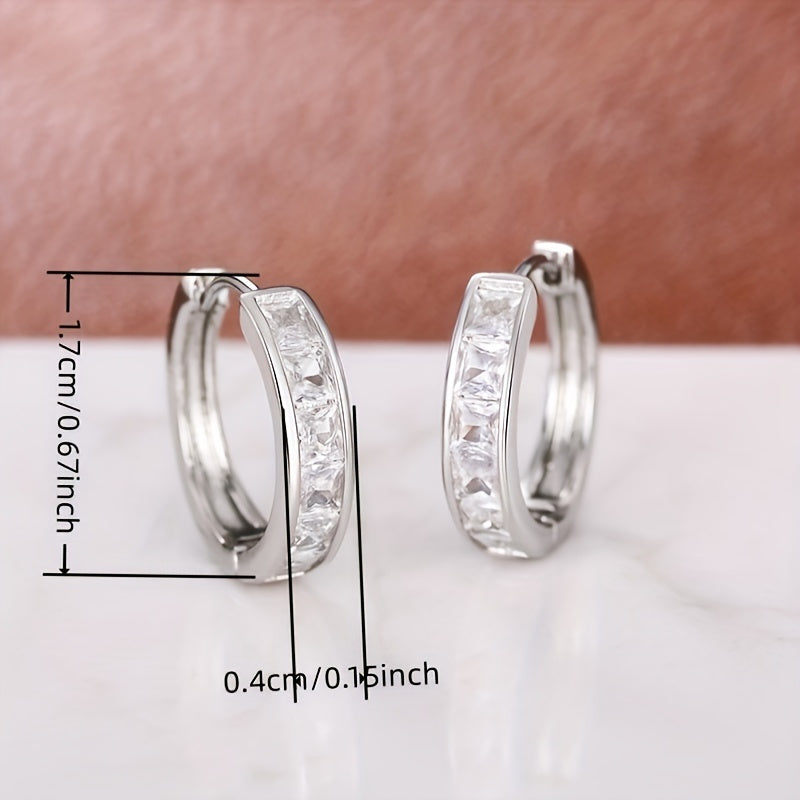 1 Pair Sterling Silver Chic Minimalist Hoop Earrings