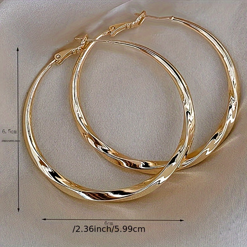 Large Hollow Round Hoop Earrings Vintage