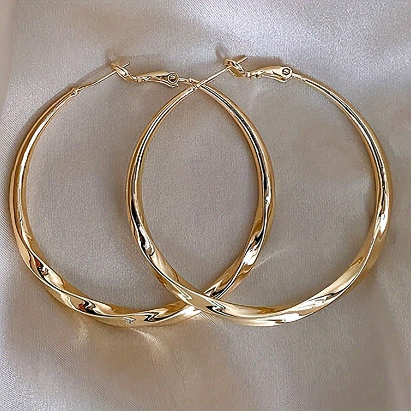 Large Hollow Round Hoop Earrings Vintage