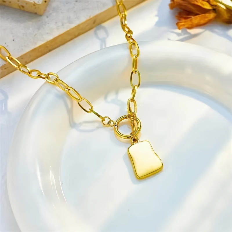 Geometric Shell Necklace with Golden Stainless Steel Chain