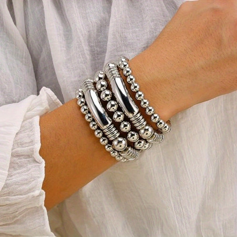 Trendy Monochrome Beaded Multi-Layer Bracelet