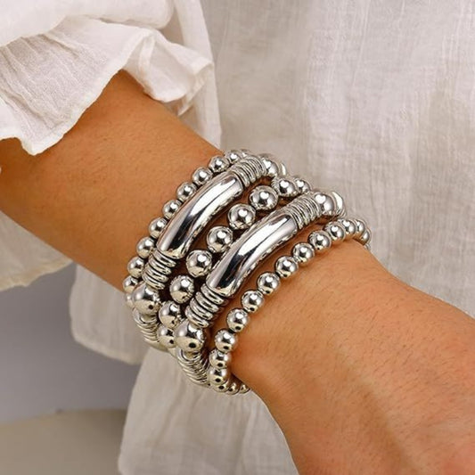 Trendy Monochrome Beaded Multi-Layer Bracelet