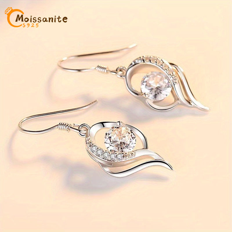 Moissanite Dangle Earrings Sterling Silver