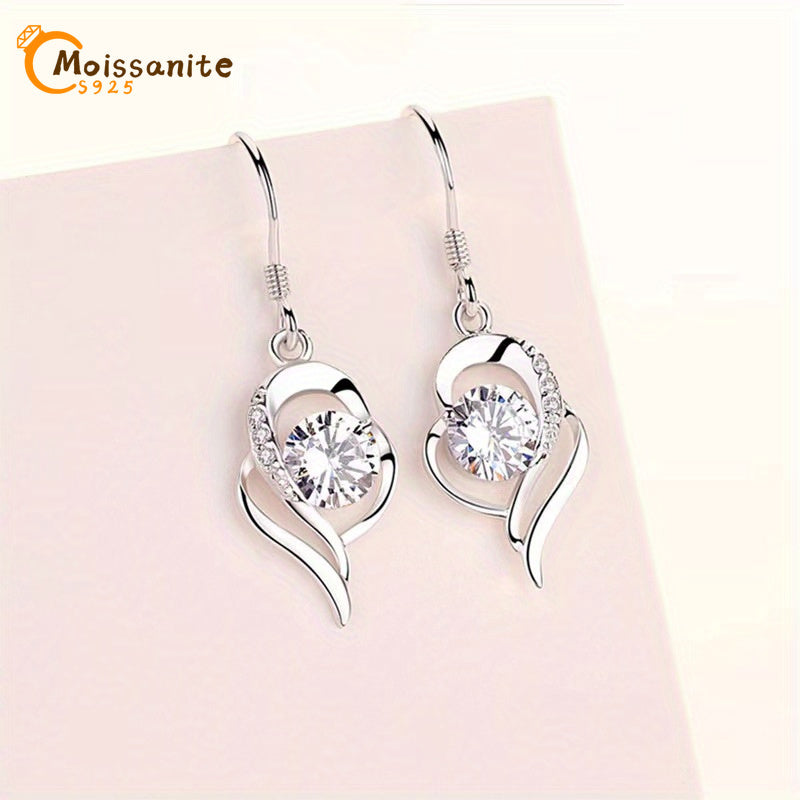 Moissanite Dangle Earrings Sterling Silver