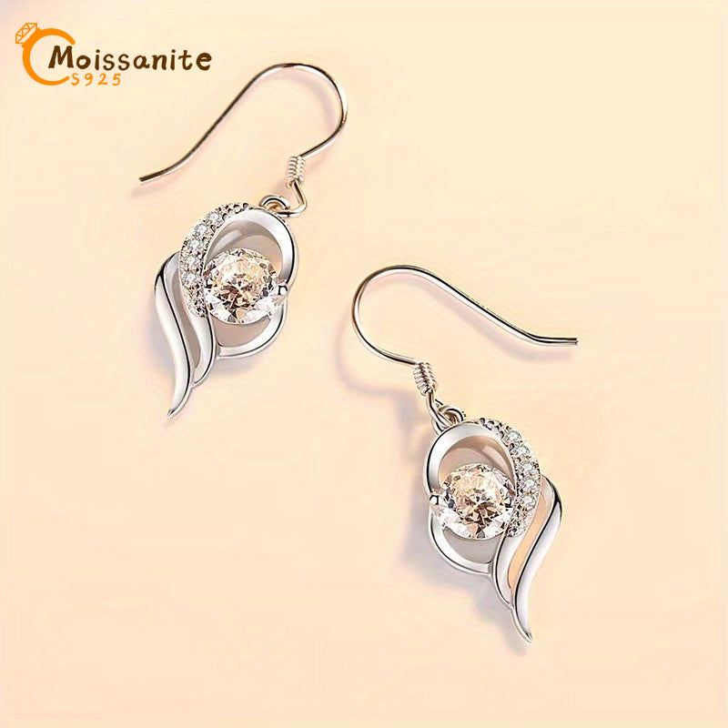 Moissanite Dangle Earrings Sterling Silver