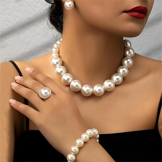 5-Piece Faux Pearl Elegant Jewelry Set for Women