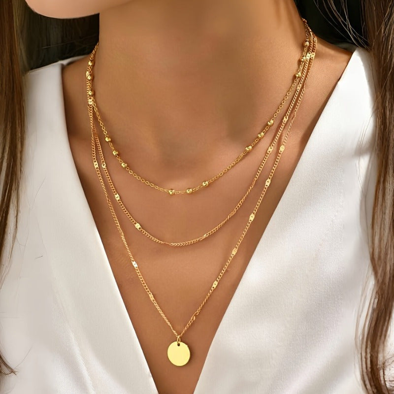 1pc Three-Layer Fashion Ladies Necklace Set