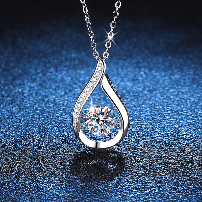 sterling silver drop-shaped pendant necklace