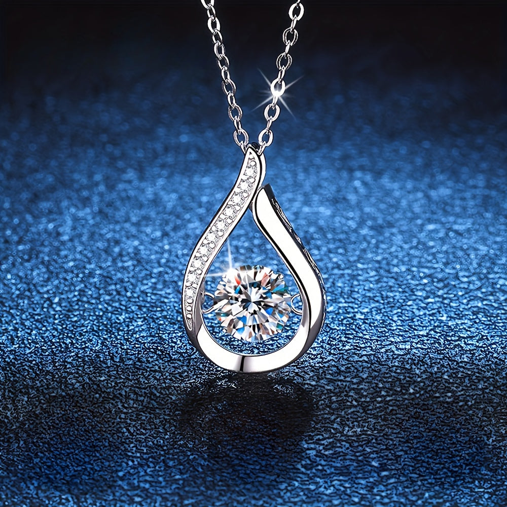 sterling silver drop-shaped pendant necklace