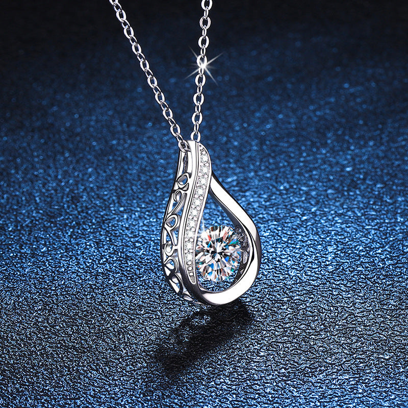 sterling silver drop-shaped pendant necklace