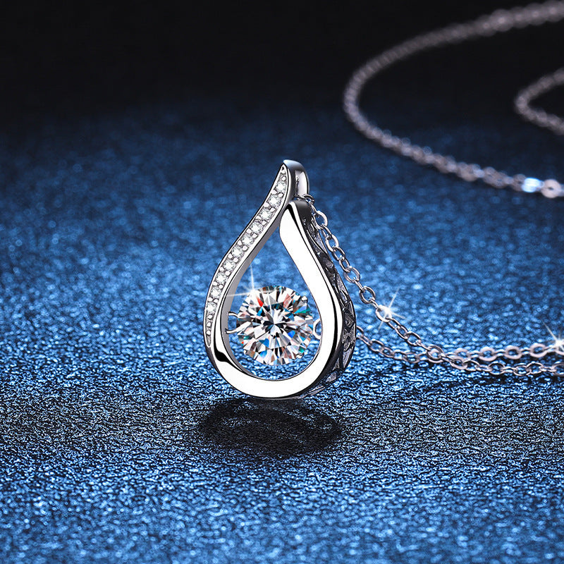 sterling silver drop-shaped pendant necklace