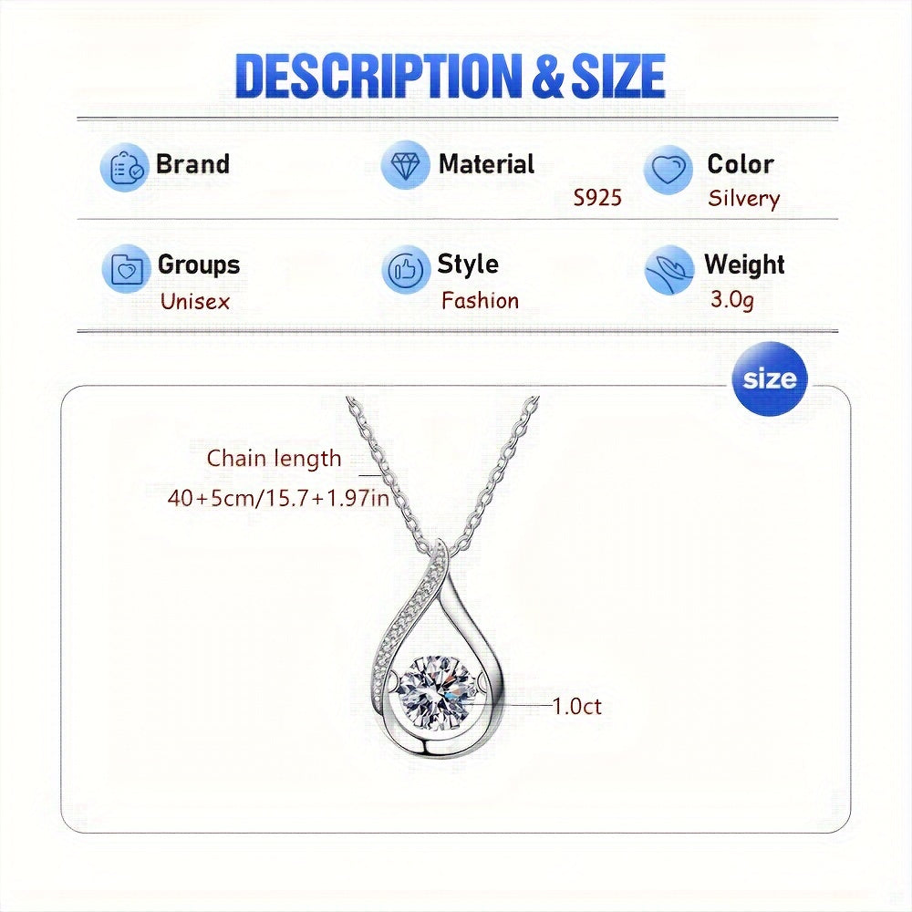 sterling silver drop-shaped pendant necklace