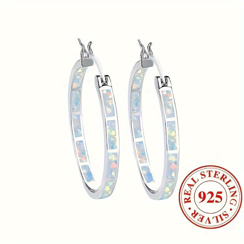 Elegant Opal Earrings Set Silver Hypoallergenic