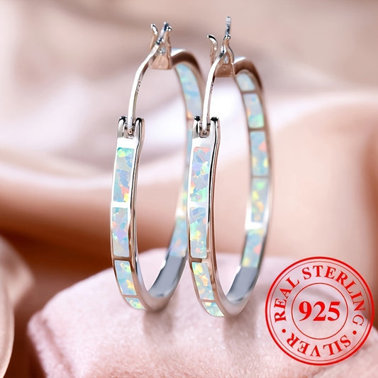 Elegant Opal Earrings Set Silver Hypoallergenic