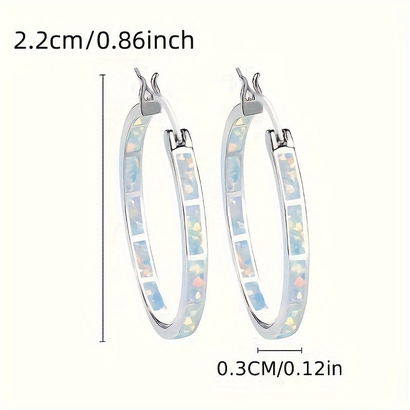 Elegant Opal Earrings Set Silver Hypoallergenic