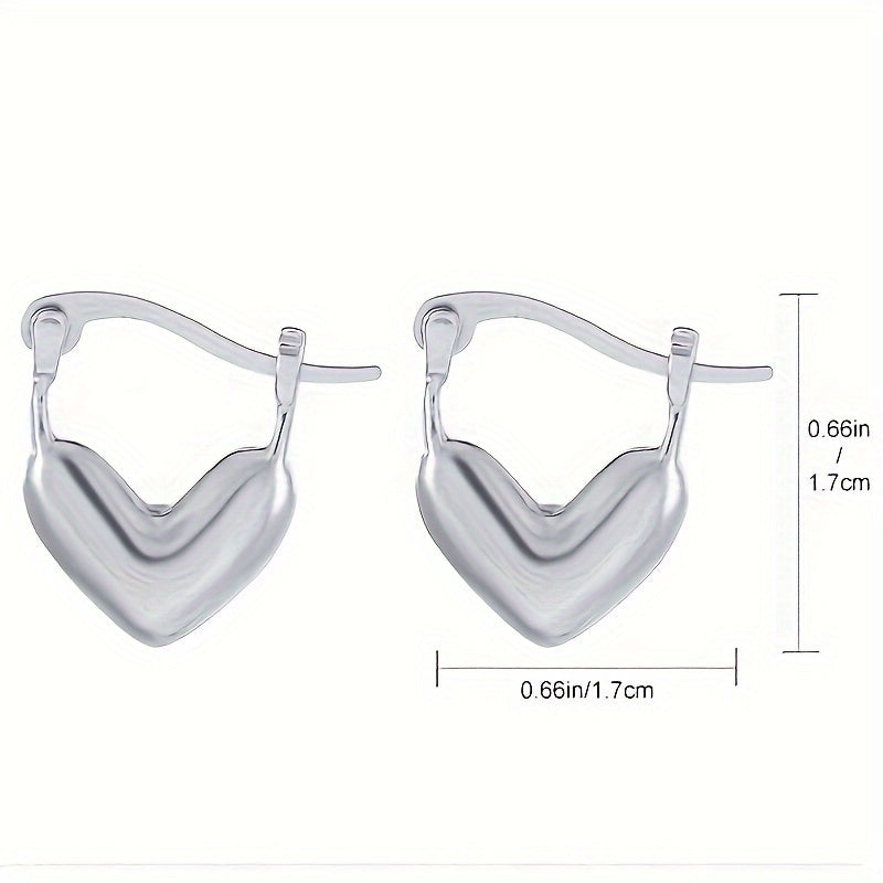 1 Pair Sterling Silver Unisex Heart-Shaped Hoop Earrings