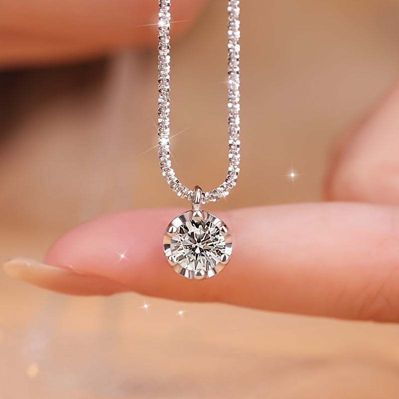 Luxury Round Cut Moissanite Pendant Necklace for Women