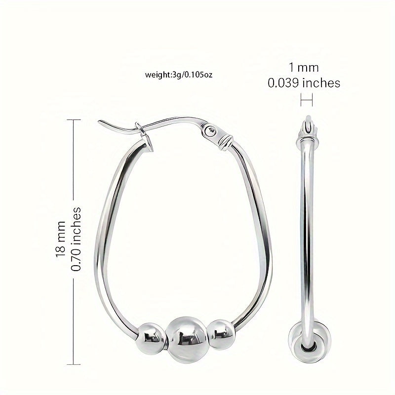 Pure Silver 3-bead Ring Earrings