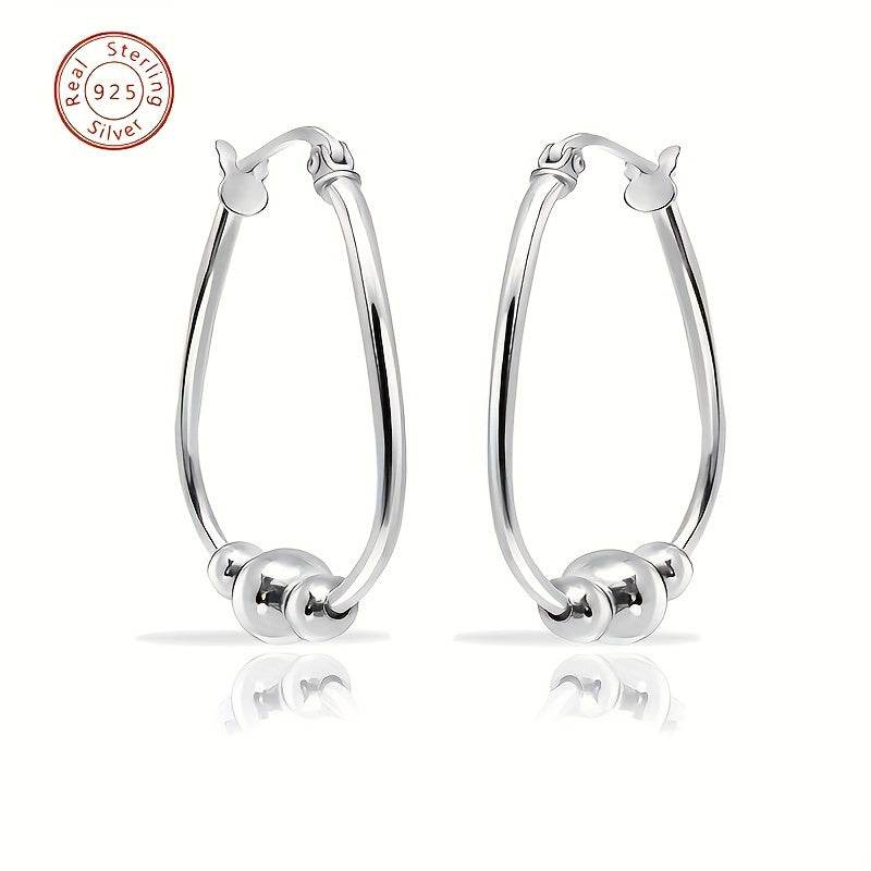 Pure Silver 3-bead Ring Earrings