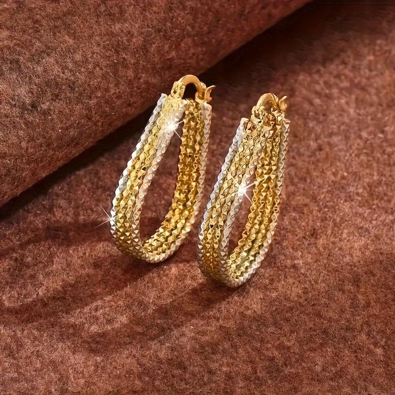 Fashionable and shiny water droplet ripple Hoop earrings