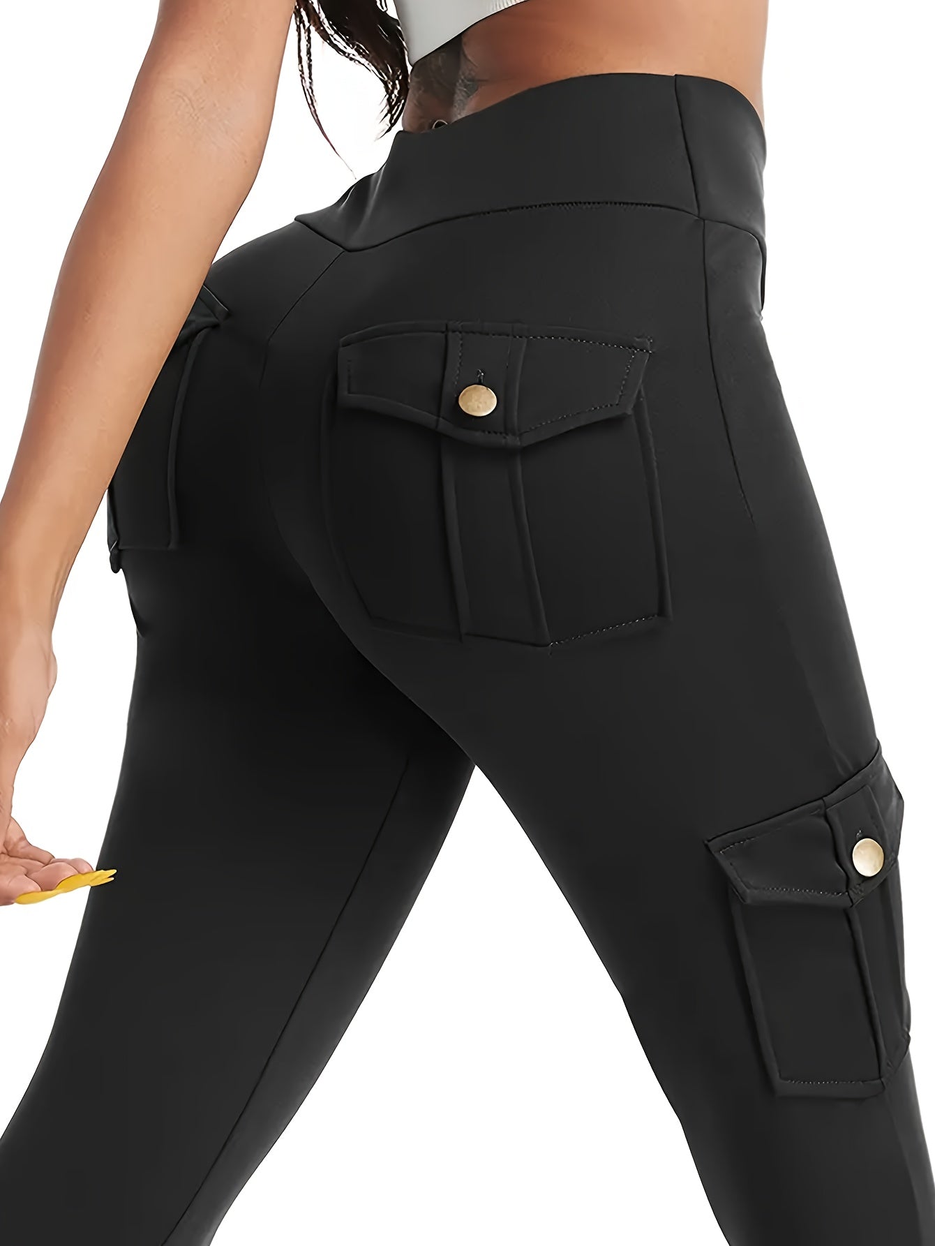 2Pcs Women's High-Waisted Pocket Cargo Fitness Pants