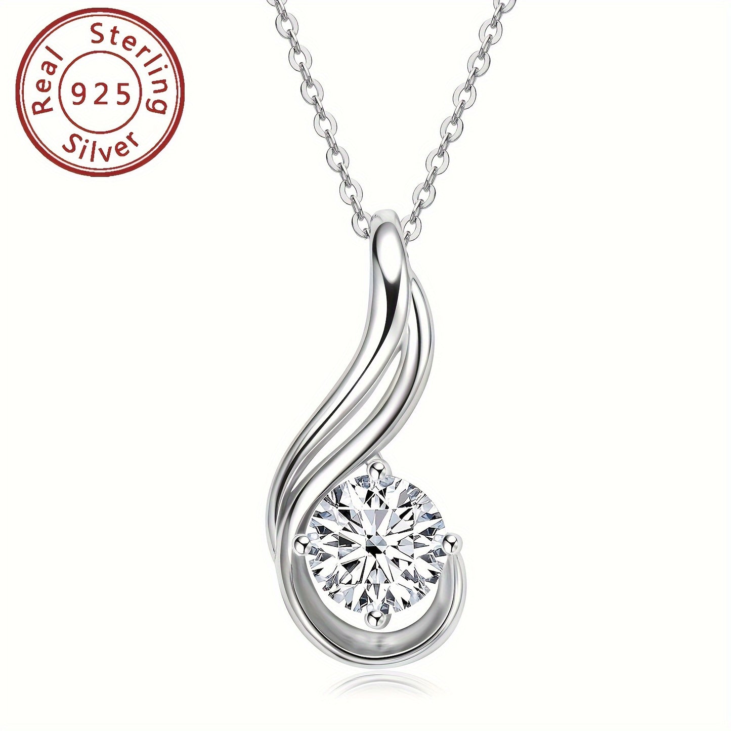 Silver 1 Carat Moissanite Necklace