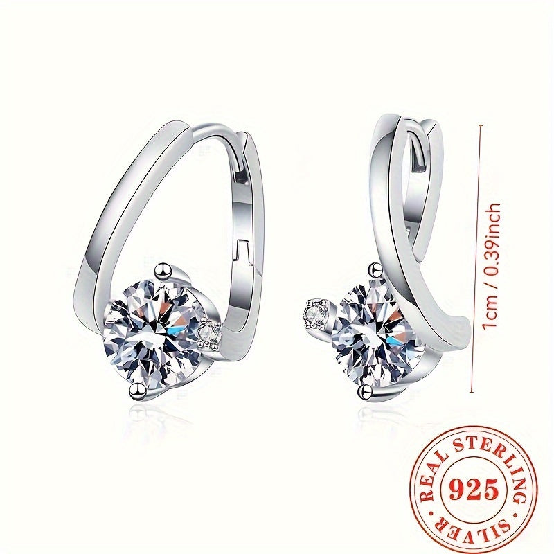 Moissanite  Elegant Sterling Silver Hoop Earrings