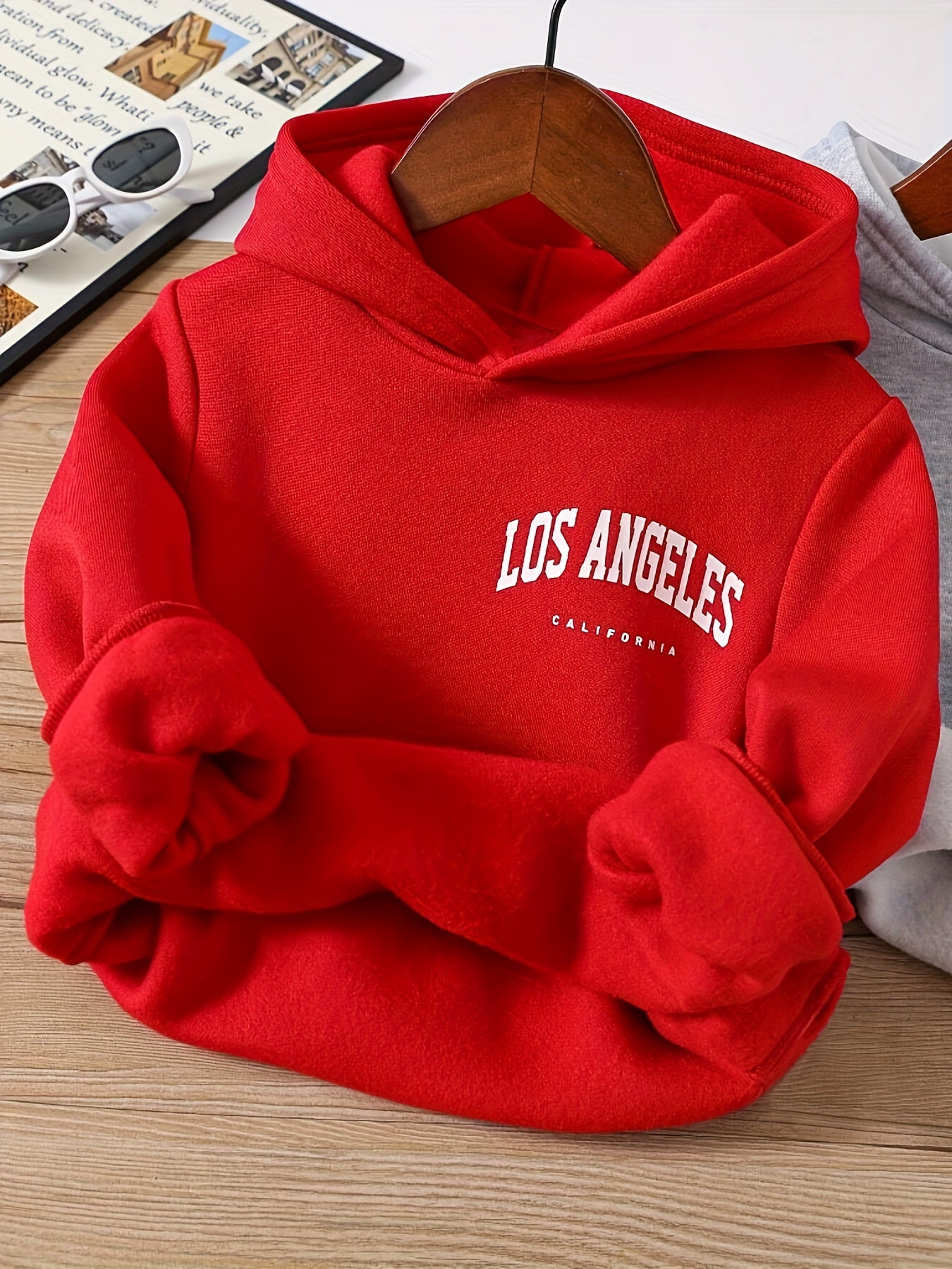 3 Sets - Boy's LOS ANGELES Letter Print Casual Long Sleeve Hoodies & Elastic Waist Pants