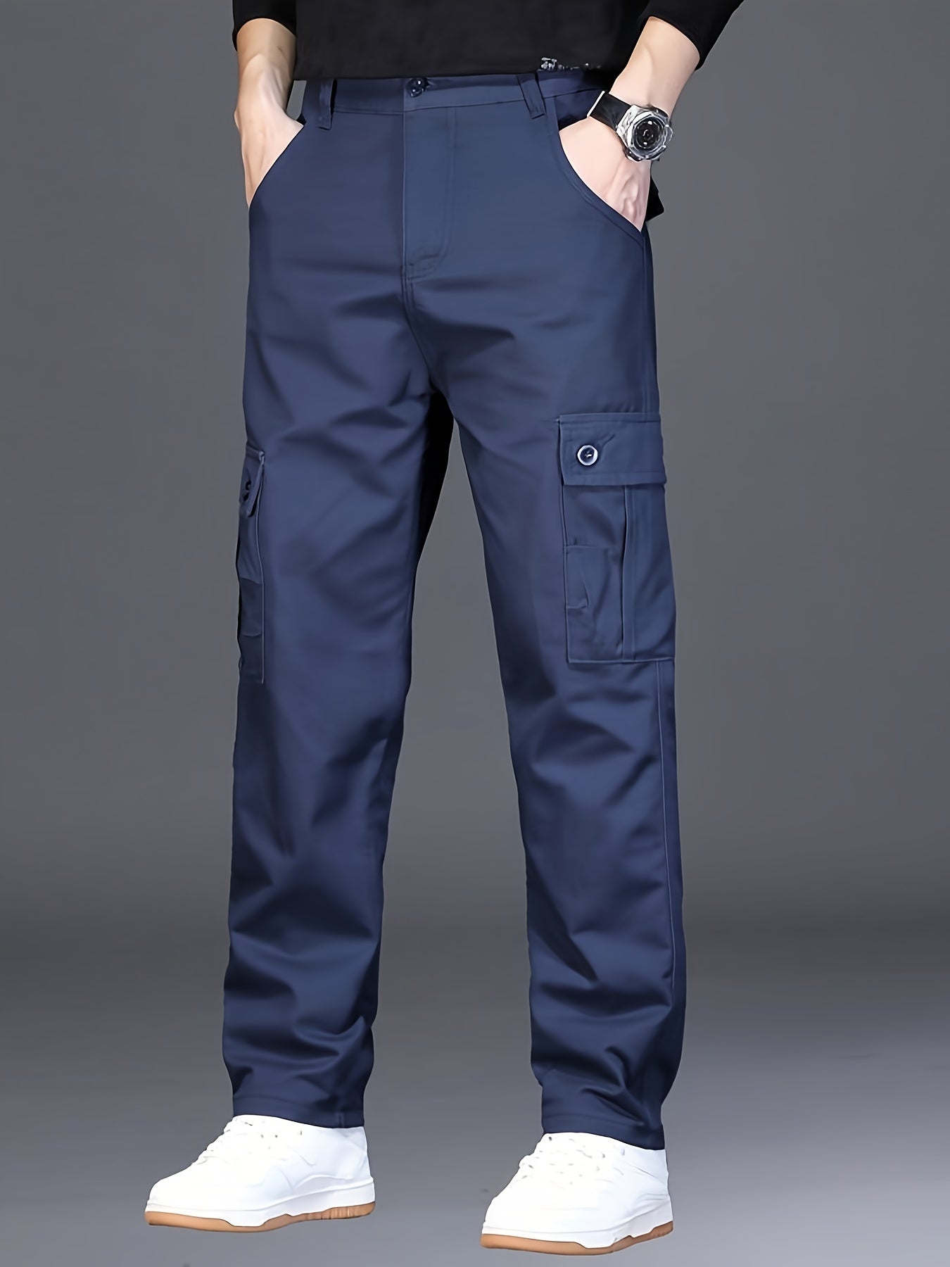 All-Season Essential: Men's Stylish & Comfortable Loose-Fit Cotton Blend Trousers