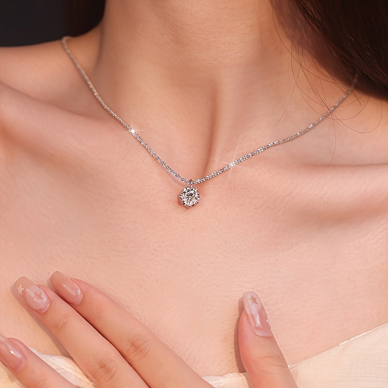 Luxury Round Cut Moissanite Pendant Necklace for Women