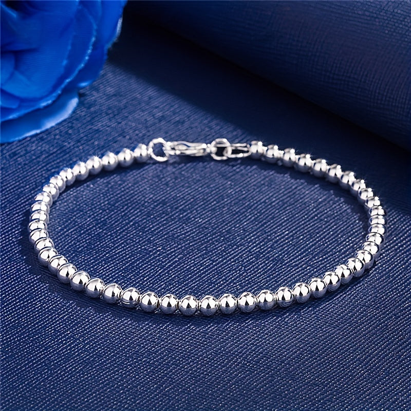 4mm Silvery Beads Elegant Vintage Style Ball Bracelet