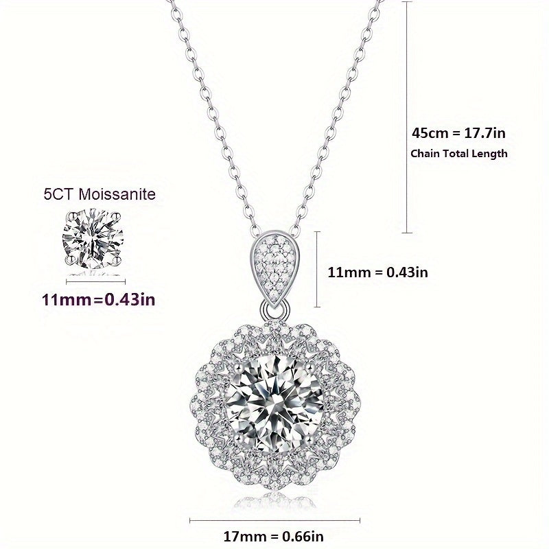 Luxury Moissanite Pendant Necklace for Women Sterling Silver Chain