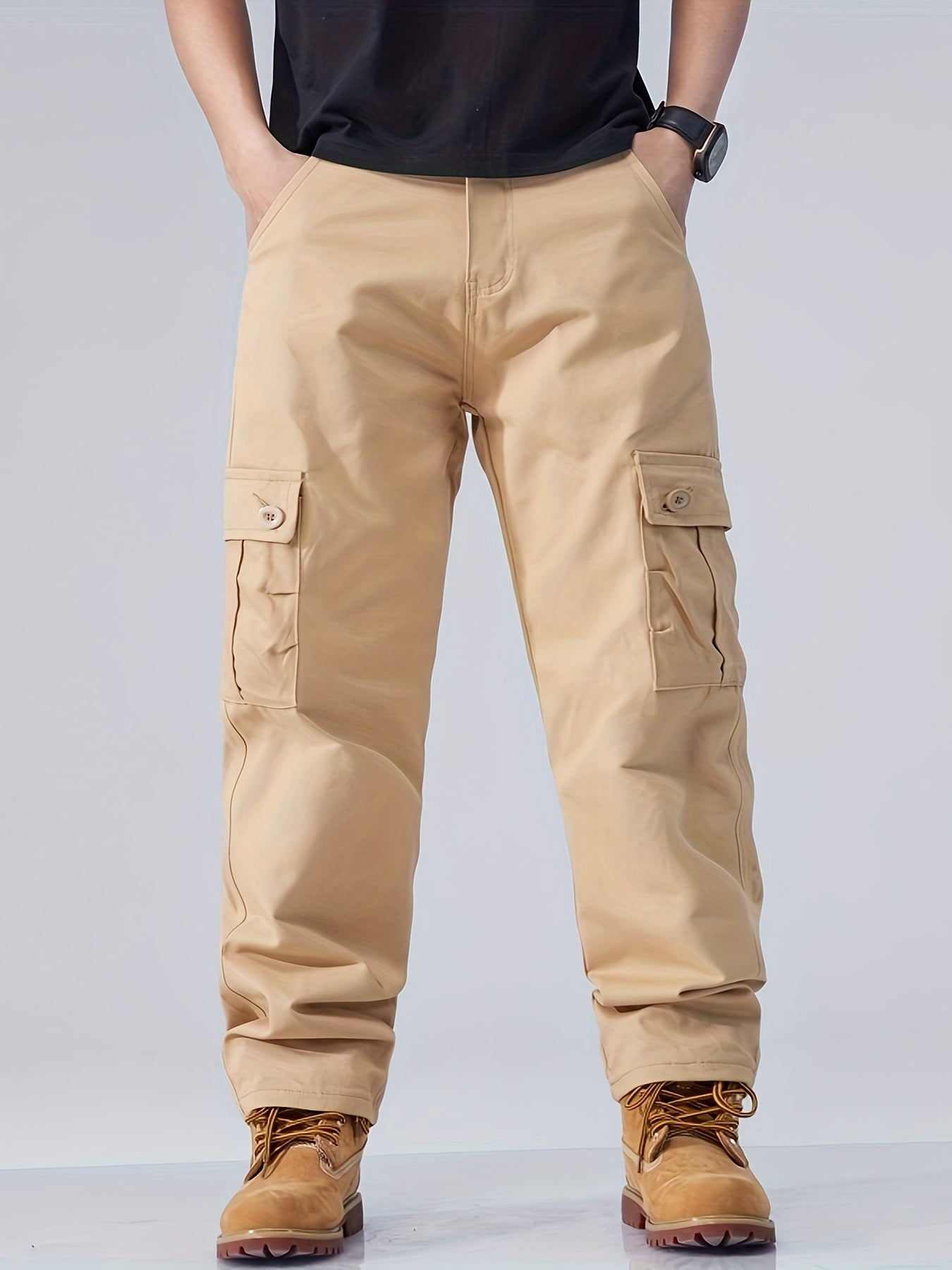 All-Season Essential: Men's Stylish & Comfortable Loose-Fit Cotton Blend Trousers