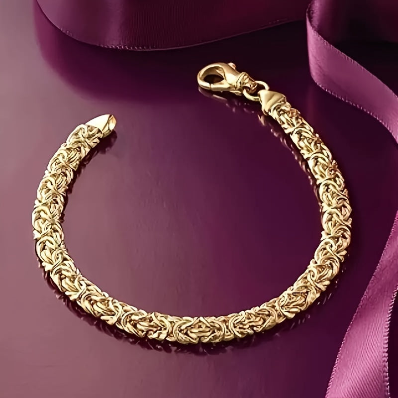 18-karat Gold Plated Byzantine Thick Chain Bracelet